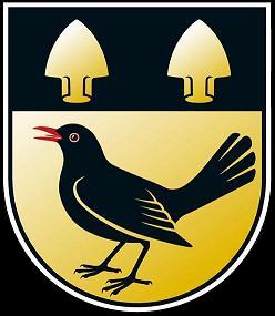 The blackbird (Turdus Merula, origin of the Thurdin family name) as depicted in the official seal of the Municipality of Robertsfors, Sweden.